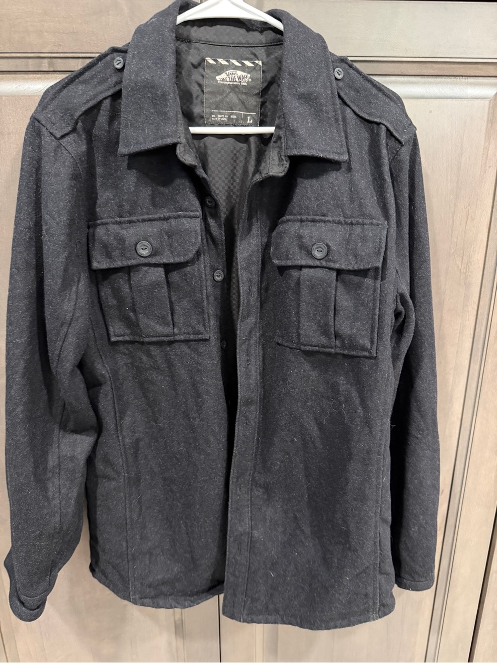 Vans Off The Wall Men's Long Sleeve Military Field Jacket Charcoal Grey Large
